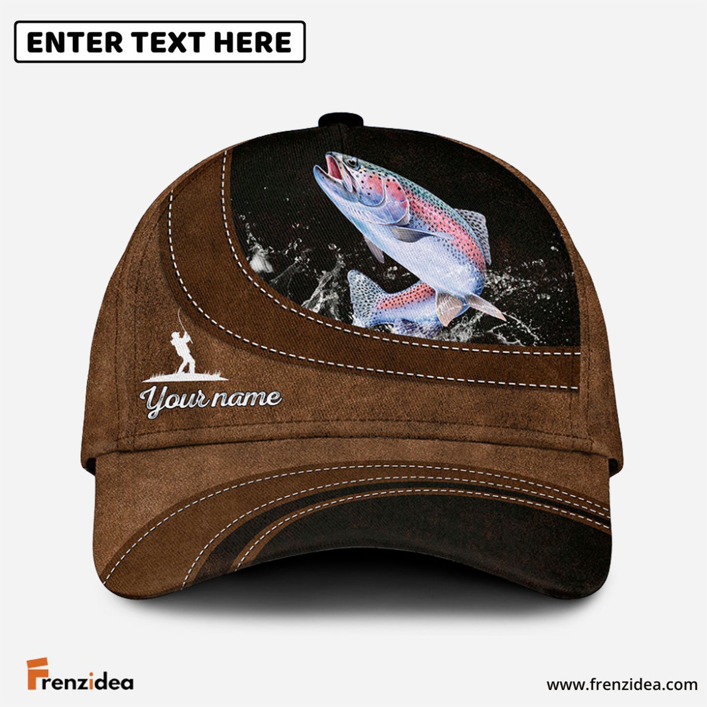 Frenzidea Custom Name Trout Fishing Happiness Cap