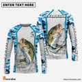 Frenzidea Bass Fishing Light Blue Camo Sport Custom Name & Team Name 3D Shirts