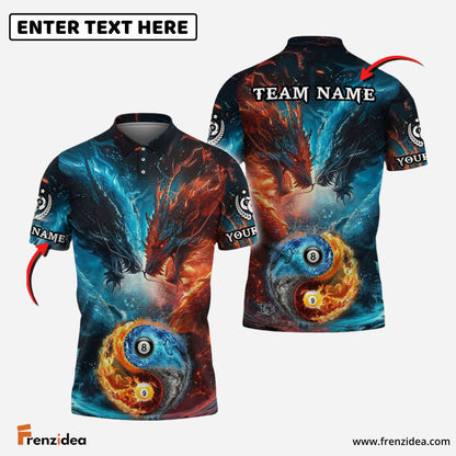 Frenzidea Billiards Ball 8 & 9 Water Dragon VS Fire Dragon Personalized Shirt