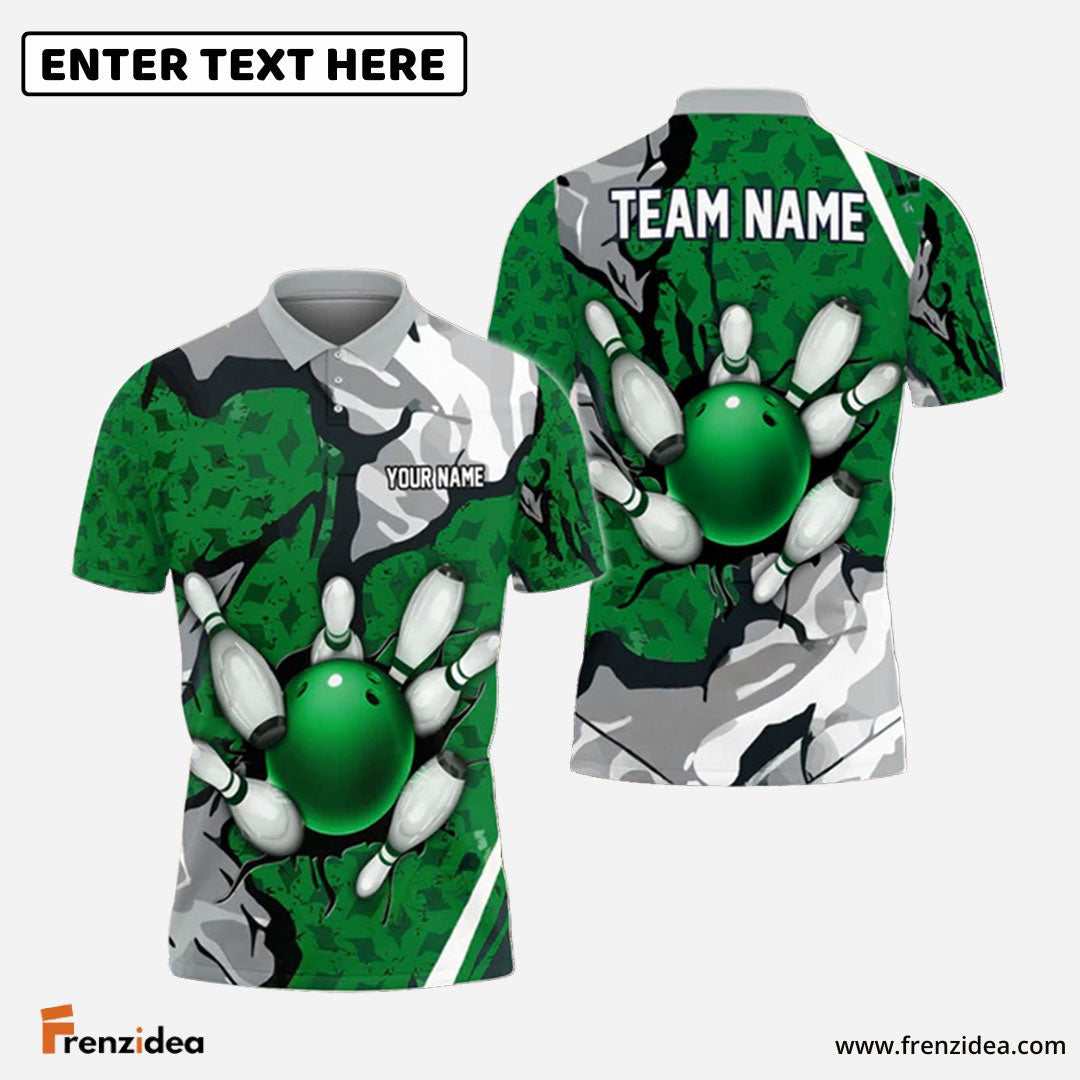 Frenzidea Bowling and Wall Broken Pattern Personalized Name, Team Name 3D Shirt (5 Colors)