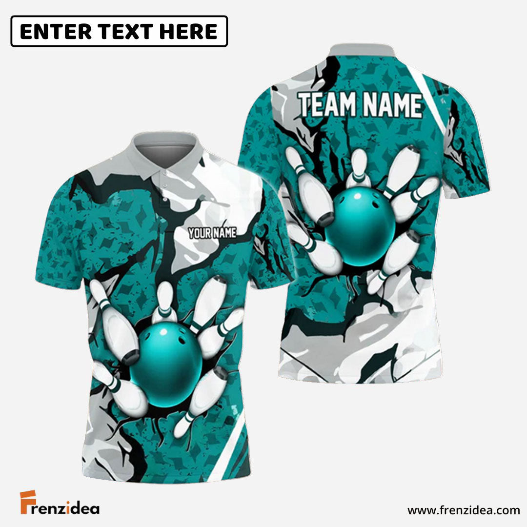 Frenzidea Bowling and Wall Broken Pattern Personalized Name, Team Name 3D Shirt (5 Colors)