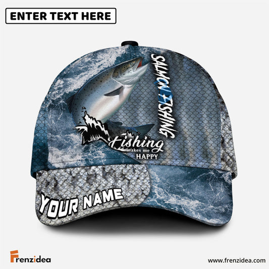 Frenzidea Personalized Salmon Fishing Skin Seawave Classic Cap