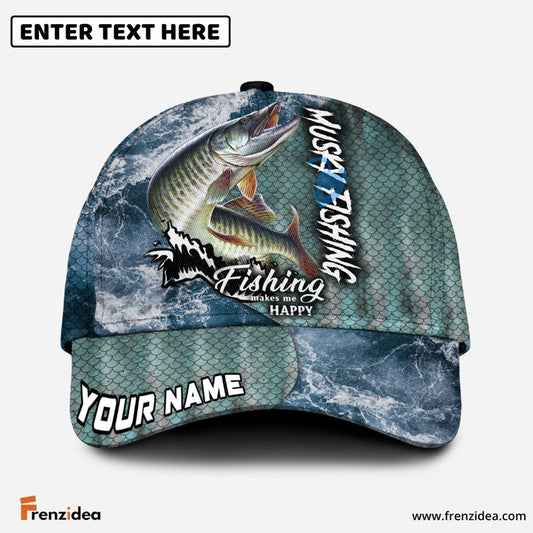 Frenzidea Personalized Musky Fishing Skin Seawave Classic Cap