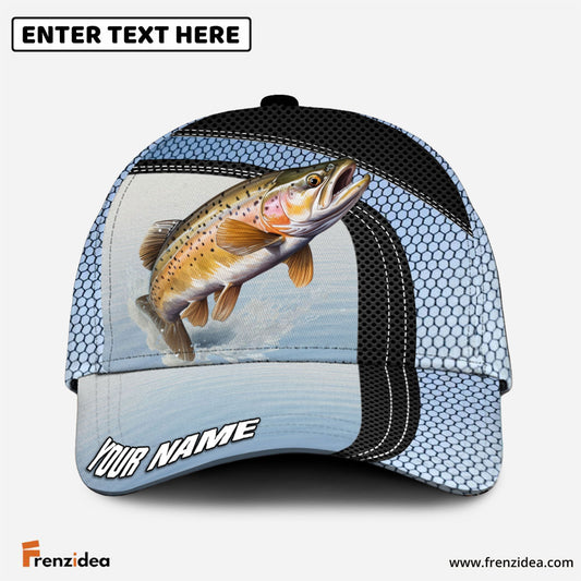 Frenzidea Personalized Trout Fishing Net Pattern Blue Cap