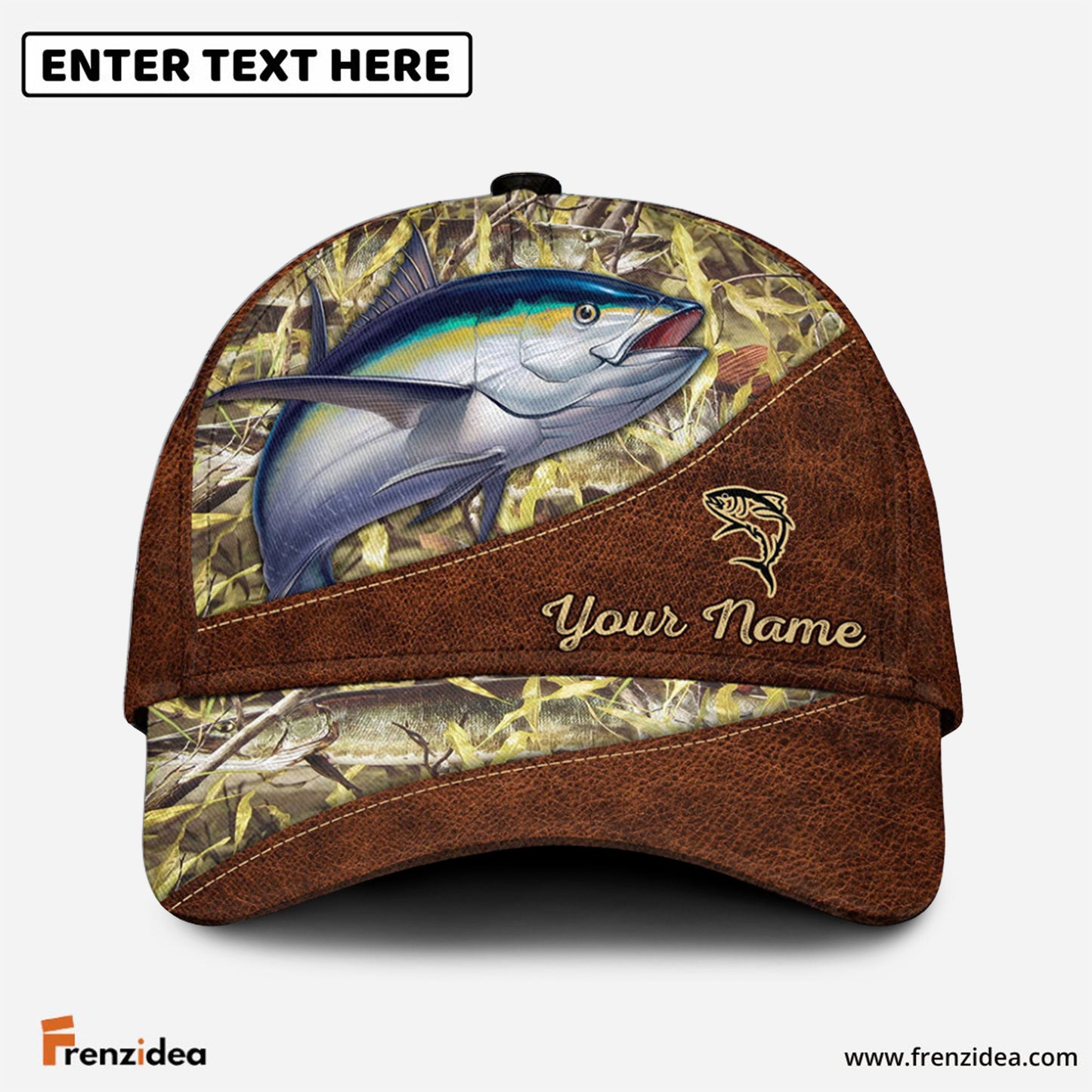 Frenzidea Personalized Tuna Fishing Leather Pattern Cap