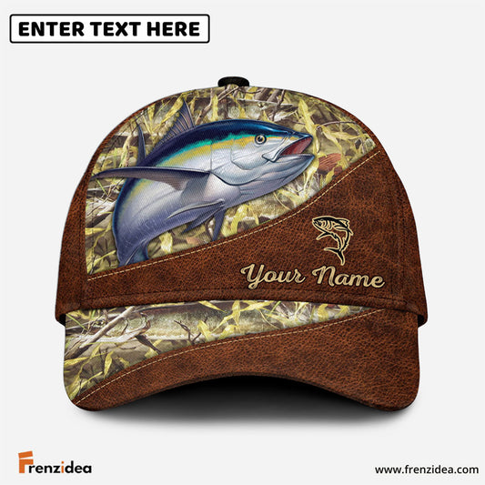 Frenzidea Personalized Tuna Fishing Leather Pattern Cap