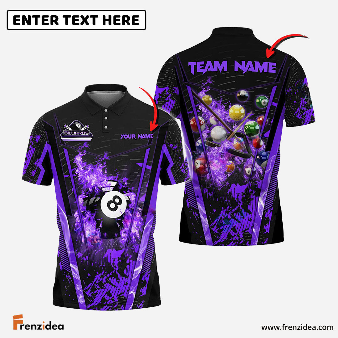Frenzidea Billiards Ball 8 Abstract Grunge Texture Personalized Name, Team Name Unisex Shirt ( 5 Colors )
