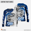 Frenzidea Striped Bass Fishing Dark Blue Skin Sport Custom Name & Team Name 3D Shirts