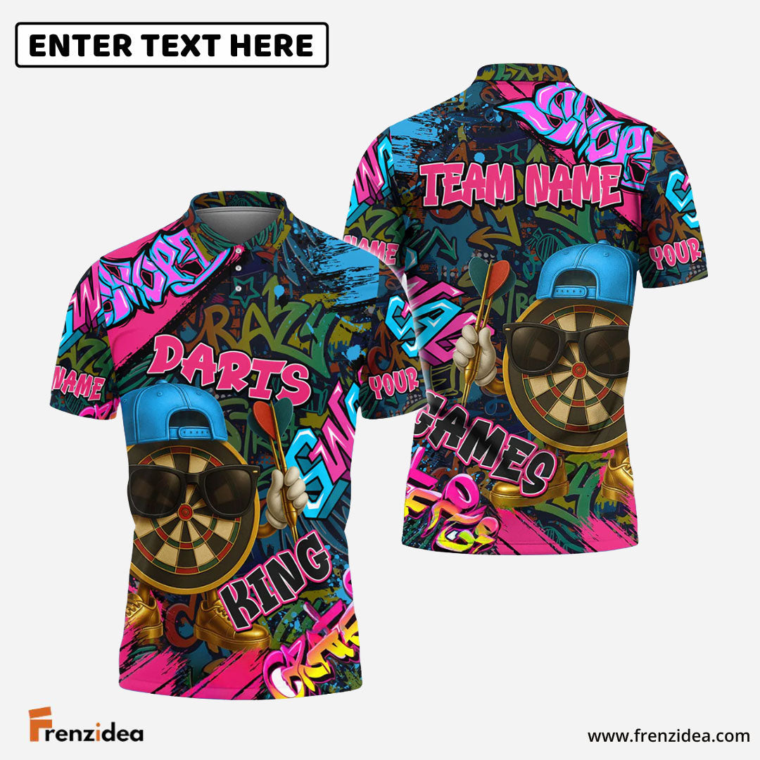 Frenzidea Darts Funny Graffiti Cool Aim Crew Multicolor Options Personalized Name Shirt (4 Colors)