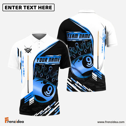 Frenzidea Billiards 9-Ball Pool Champion Golden Personalized Name & Team Name Shirt (4 Colors)