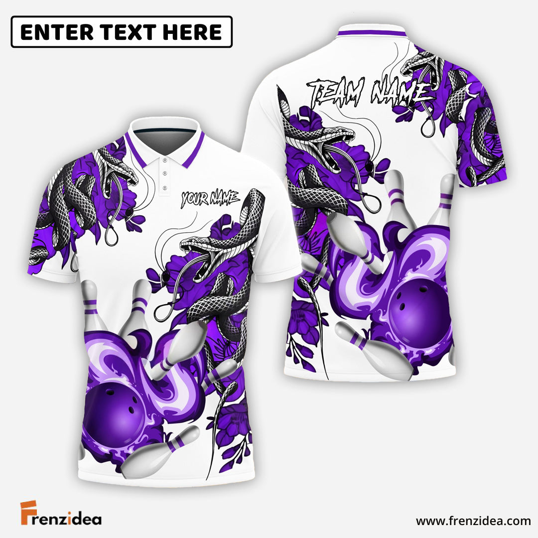 Frenzidea Bowling And Pins Snake Pattern Customized Name 3D Shirt (4 Colors)