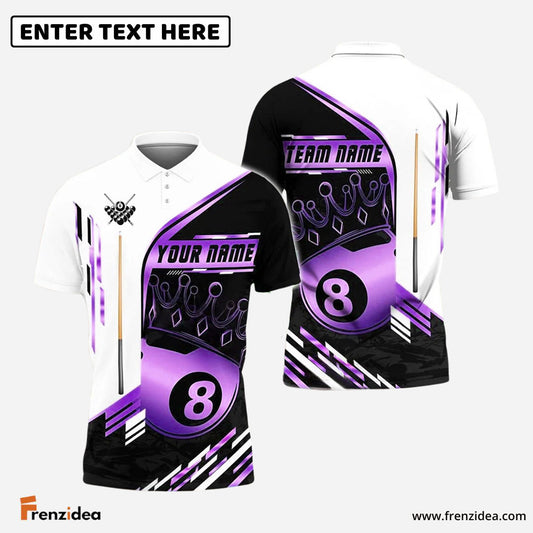 Frenzidea Billiards 8-Ball Pool Champion Golden Personalized Name & Team Name Shirt (4 Colors)
