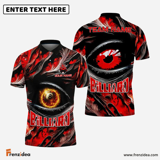 Frenzidea Billiards Ball 8 Fire Eye Personalized Name, Team Name Unisex Shirt (4 Colors)