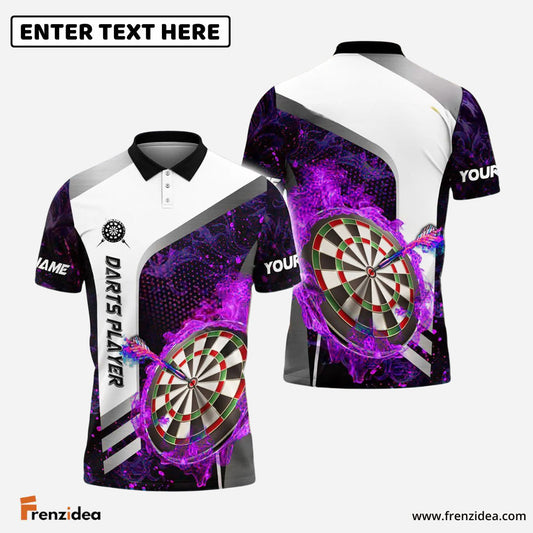 Frenzidea Darts Flame Dartboard Strike Multicolor Options Personalized Name Shirt (4 Colors)