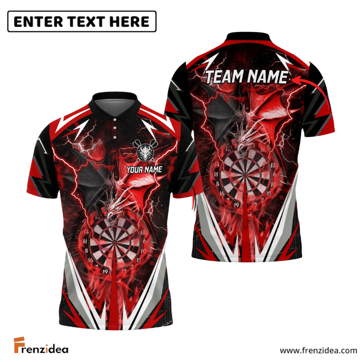 Frenzidea Darts Thunder Space Dragon Personalized Name, Team Name 3D Shirt (4 Colors)