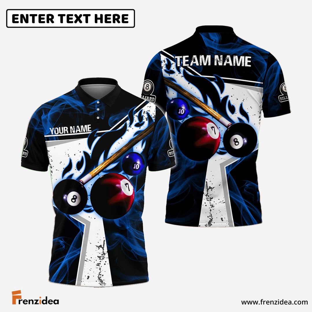frenzidea Billiards Ball 8 Dark Flame Stroke Personalized Name, Team Name Unisex Shirt ( 6 Colors )