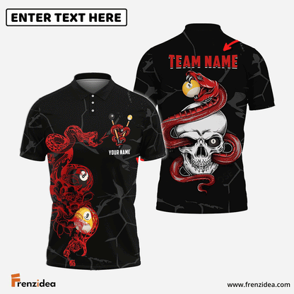 frenzidea Billiards Ball 8 And 9 Snake Skull Personalized Name, Team Name Unisex Shirt ( 4 Colors )