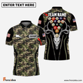 Frenzidea Billiards Camo Pattern USA Flag Personalized Name, Team Name Unisex Shirt