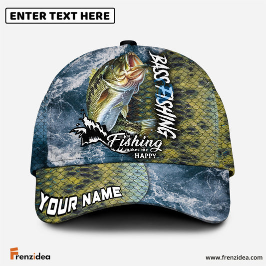 Frenzidea Personalized Bass Fishing Skin Seawave Classic Cap