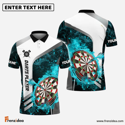 Frenzidea Darts Flame Dartboard Strike Multicolor Options Personalized Name Shirt (4 Colors)