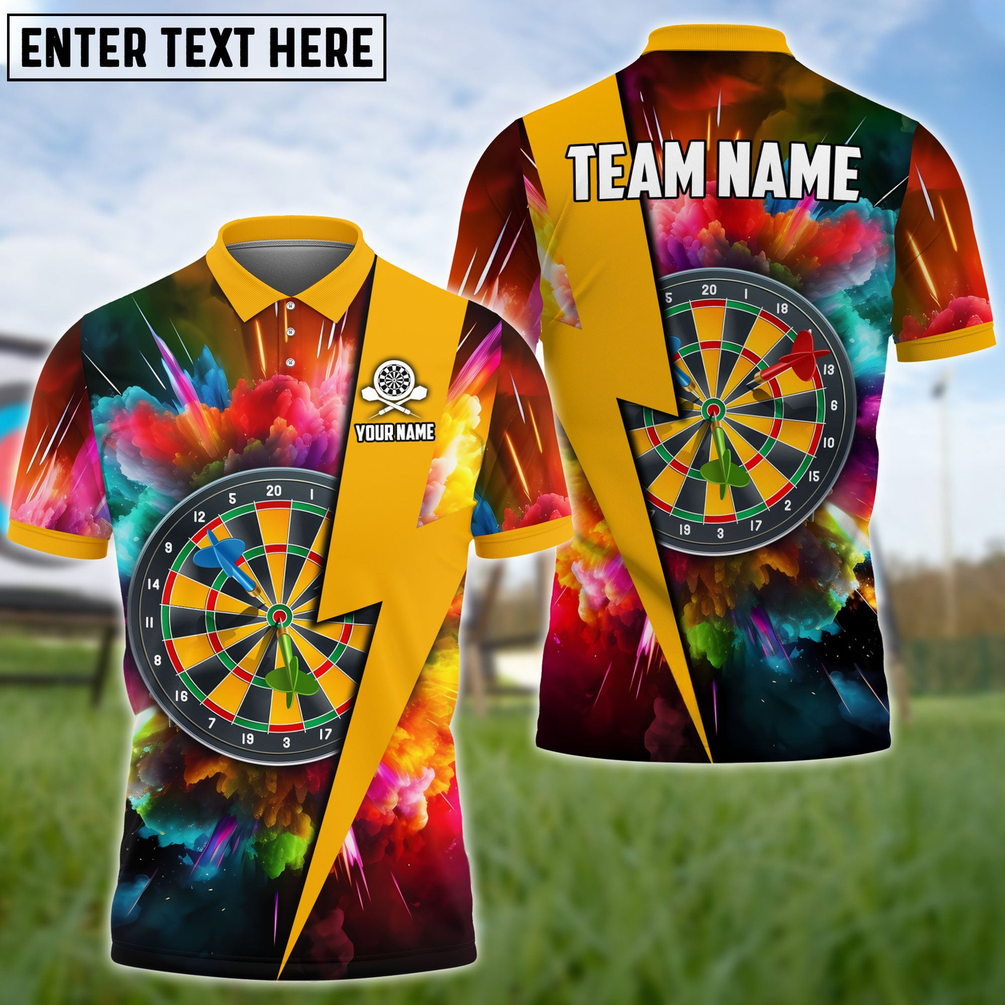 frenzidea Dartboard Colorful Smoke Personalized Name, Team Name 3D Shirt