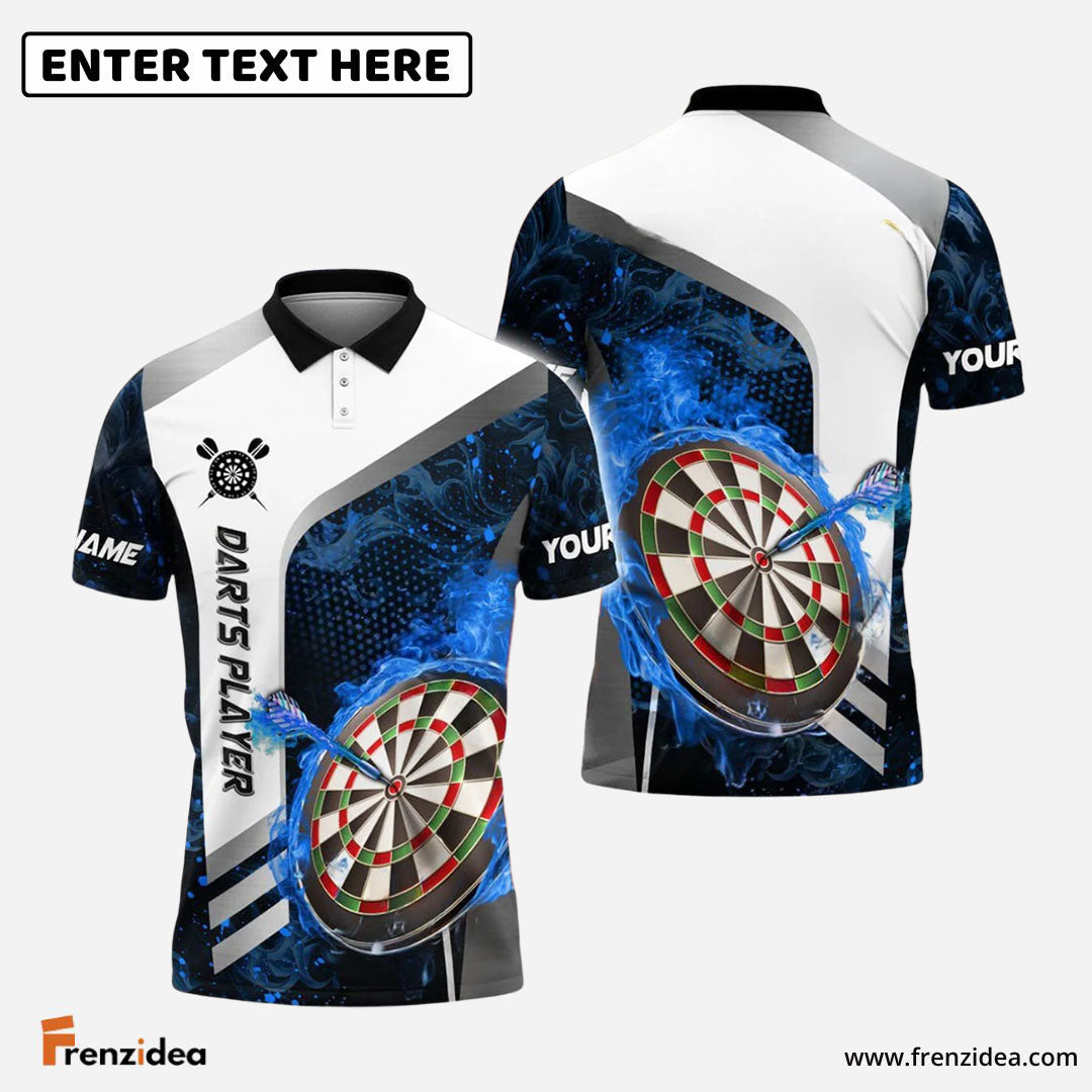 Frenzidea Darts Flame Dartboard Strike Multicolor Options Personalized Name Shirt (4 Colors)