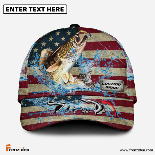 Frenzidea Personalized American Walleye Water Splash FIshing Classic Cap