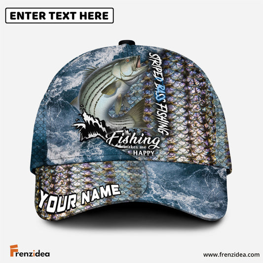 Frenzidea Personalized Striped Bass Fishing Skin Seawave Classic Cap