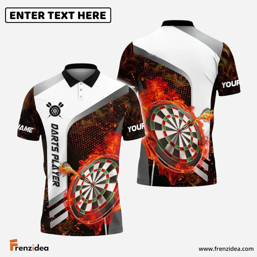 Frenzidea Darts Flame Dartboard Strike Multicolor Options Personalized Name Shirt (4 Colors)