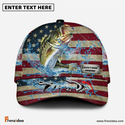 Frenzidea Personalized American Bass Water Splash FIshing Classic Cap