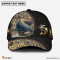 Frenzidea Personalized Catfish Black Leather Camo Pattern Fishing Classic Cap