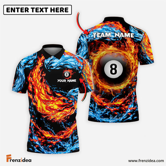 Frenzidea Billiards 8 Ball Double Firestorm Personalized Name Shirt (4 Colors)