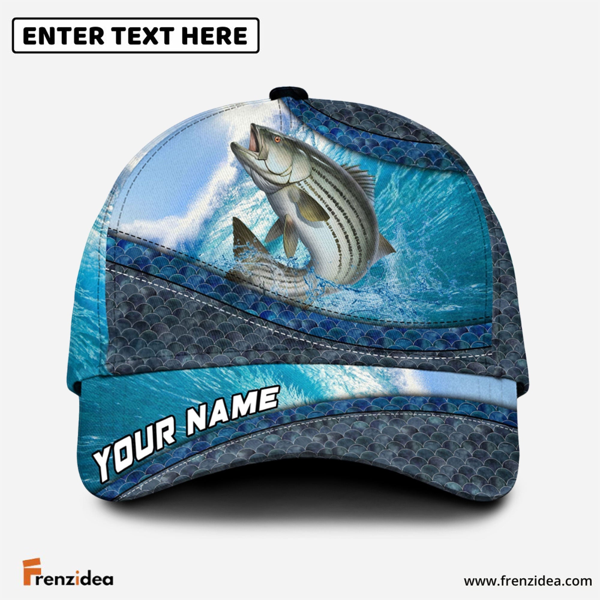 Frenzidea Magic Striped Bass Fishing Personalized Cap