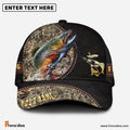 Frenzidea Personalized Trout Black Leather Camo Pattern Fishing Classic Cap