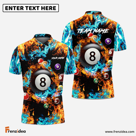 Frenzidea Billiards Fire & Water Personalized Name, Team Name Shirt