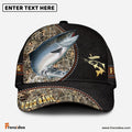 Frenzidea Personalized Salmon Black Leather Camo Pattern Fishing Classic Cap