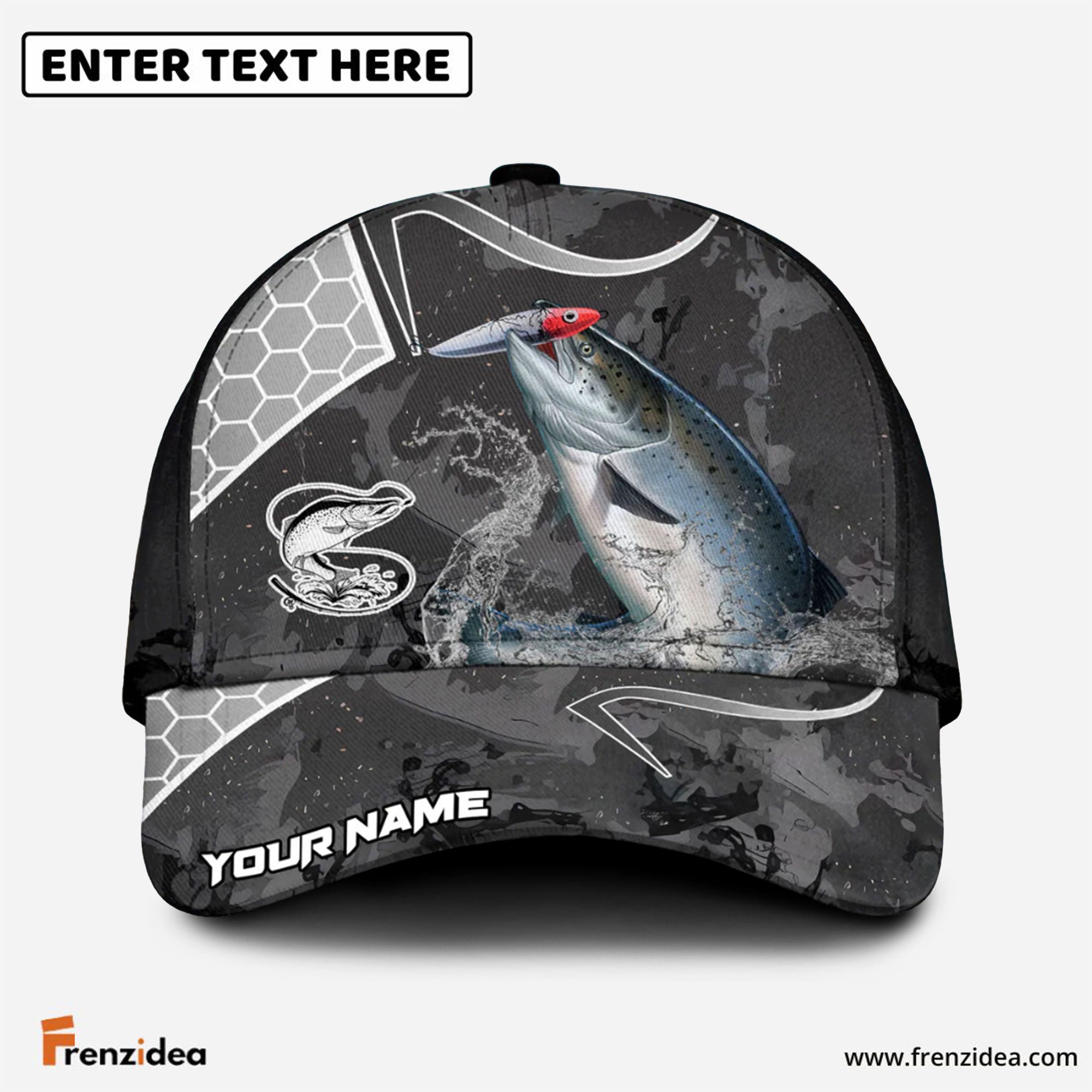 Frenzidea Salmon Fishing Gray Camo Sport Personalized Cap