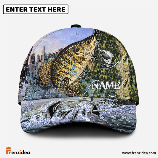 Frenzidea Personalized Clear Water Skin Crappie Fishing Classic Cap
