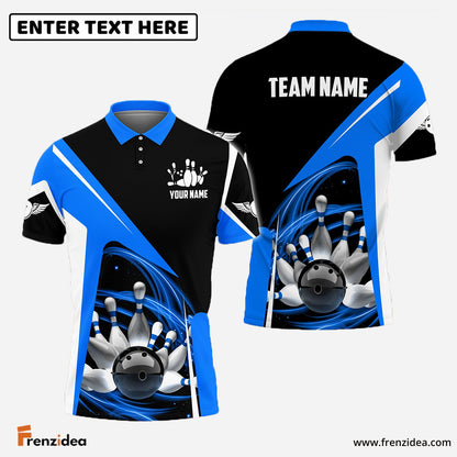 Frenzidea Bowling and Pins Lightning Pattern Personalized Name, Team Name 3D Shirt (4 Colors)