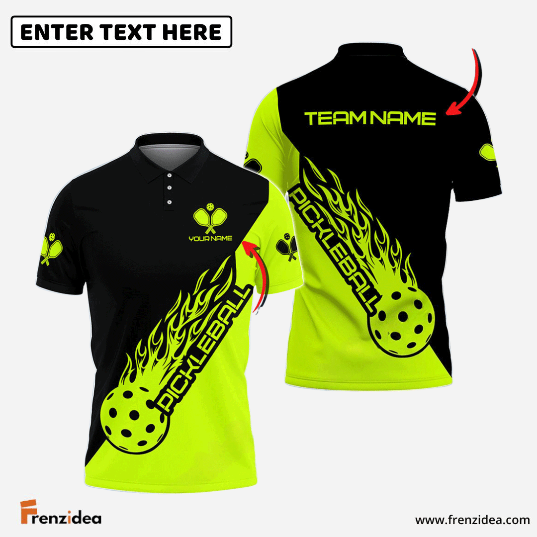 Frenzidea Pickleball Lime Green Personalized Name, Team Name Unisex Shirt