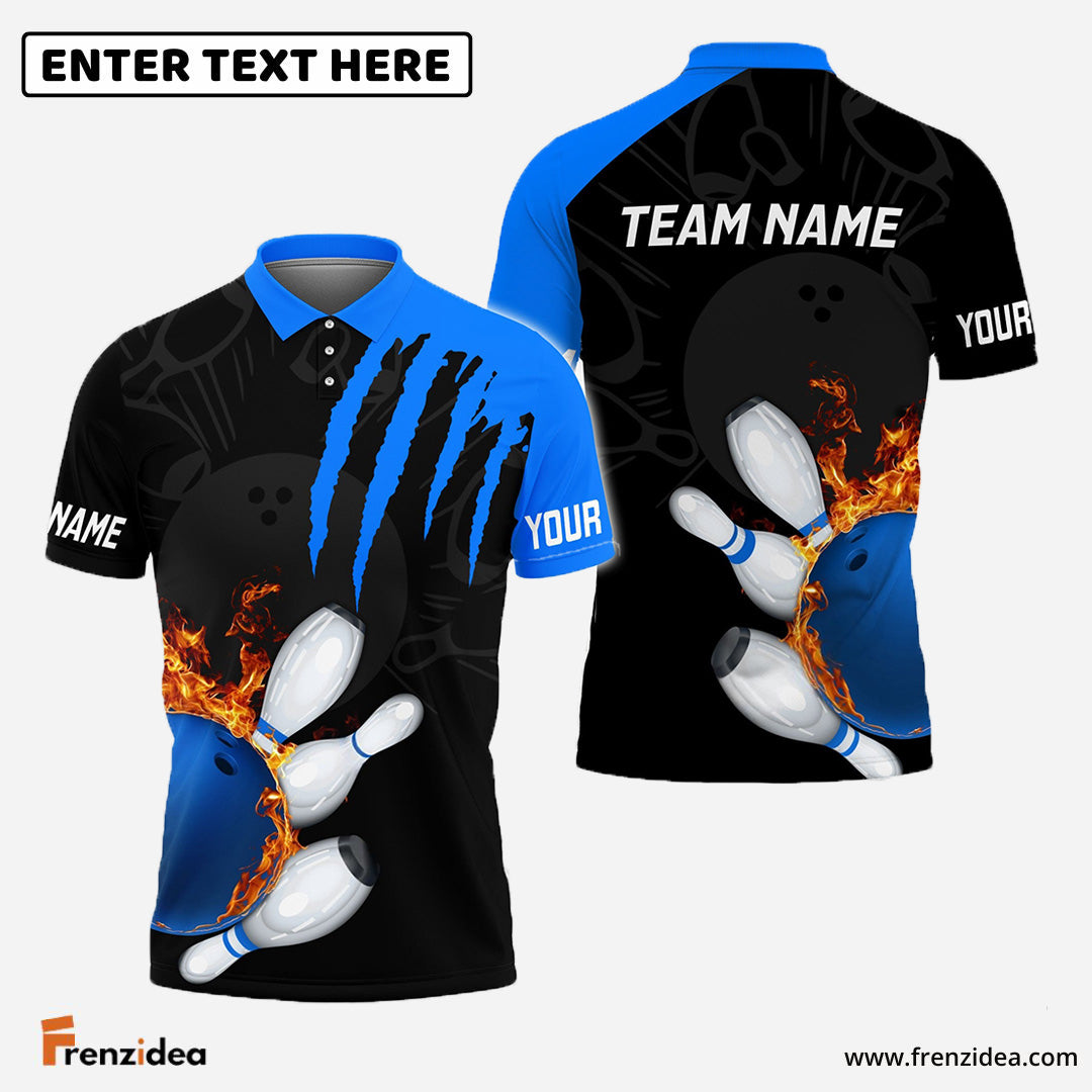 Frenzidea Bowling And Pins Color Scratch Customized Name 3D Shirt (4 Colors)