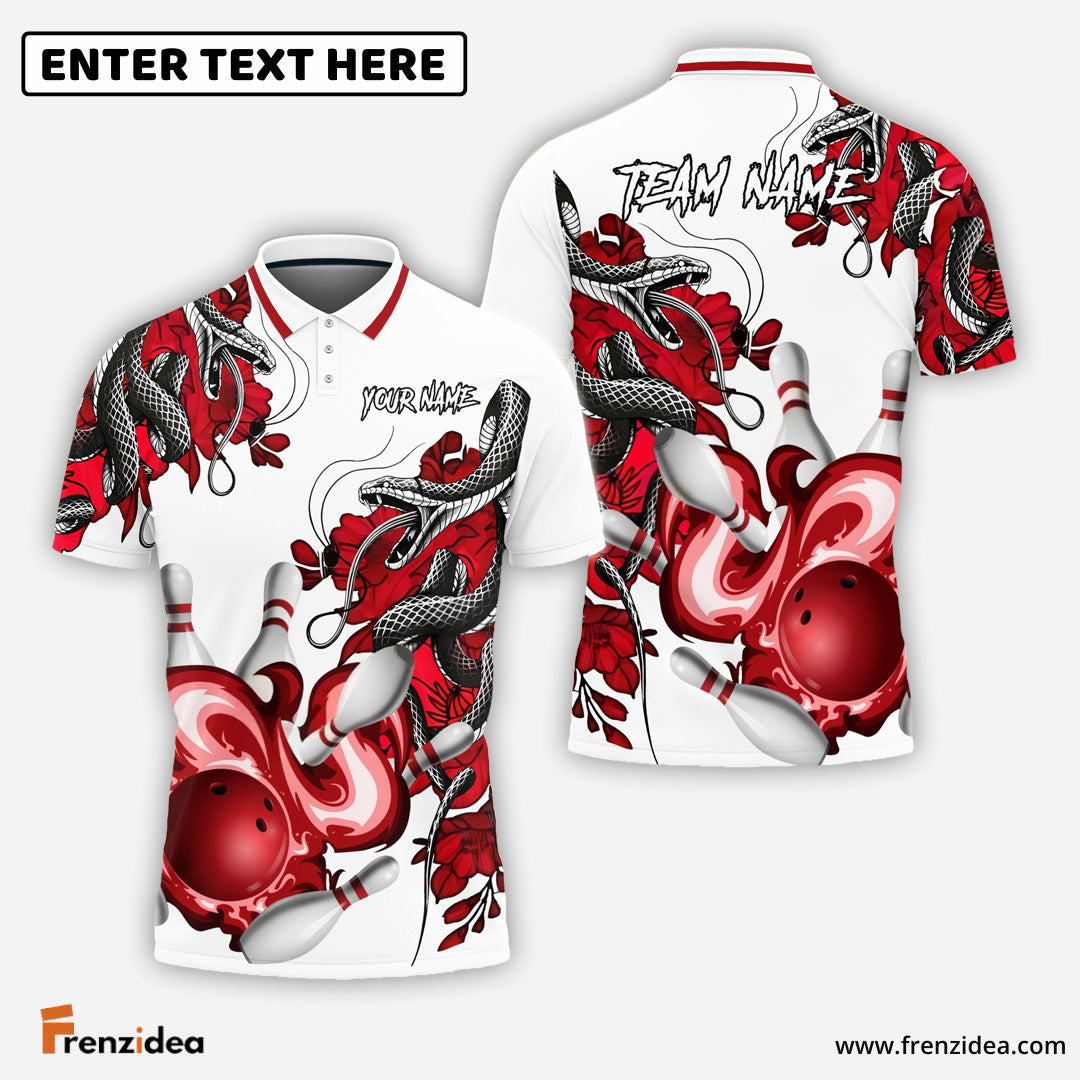 Frenzidea Bowling And Pins Snake Pattern Customized Name 3D Shirt (4 Colors)
