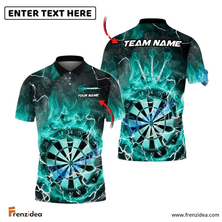 Frenzidea Darts Fire Colorful Rays Of Light Premium Personalized Name, Team Name 3D Shirt (6 Colors)