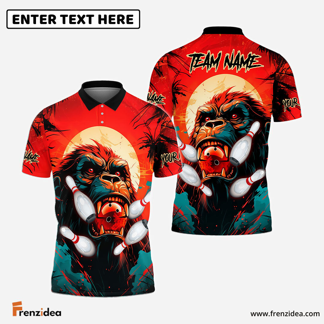 Frenzidea Bowling and Godzilla Pattern Customized Name, Team Name 3D Shirt