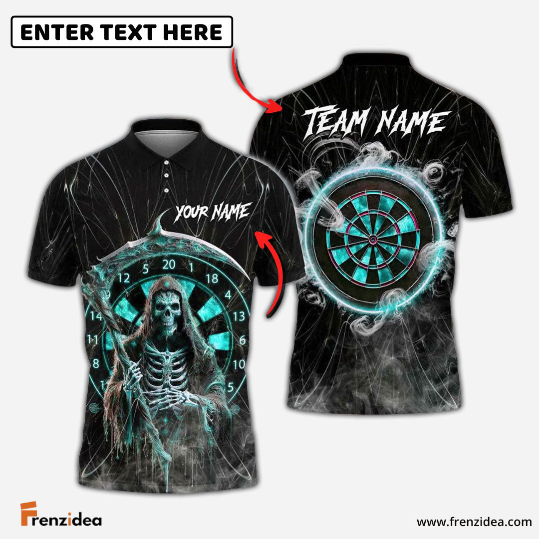Frenzidea Darts Grim Reaper Smoke Personalized Name, Team Name Shirt (4 Colors)