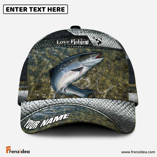 Frenzidea Salmon Fish Love Fishing Personalized Cap