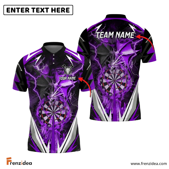 Frenzidea Darts Thunder Space Dragon Personalized Name, Team Name 3D Shirt (4 Colors)