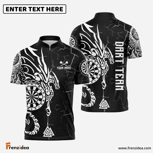 Frenzidea Viking Runes Black White Custom Darts Shirts