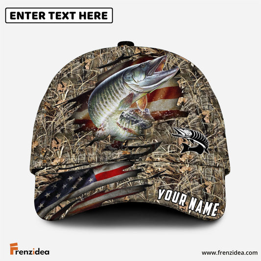 Frenzidea Personalized Musky Premium Crack Camo Fishing Classic Cap