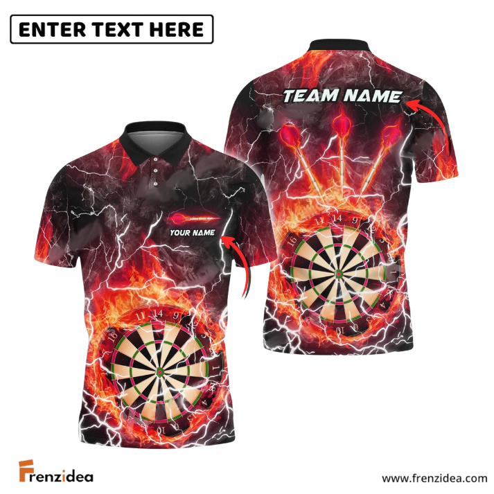 Frenzidea Darts Fire Colorful Rays Of Light Premium Personalized Name, Team Name 3D Shirt (6 Colors)